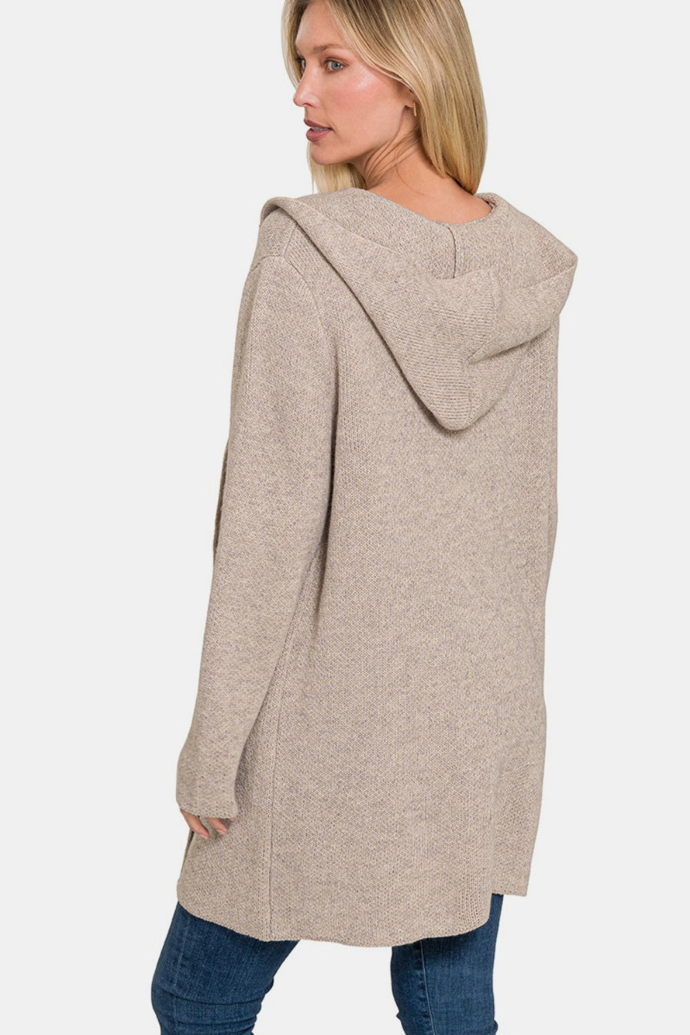 Zenana Hooded Open Front Sweater Cardigan - The Daily Makeover