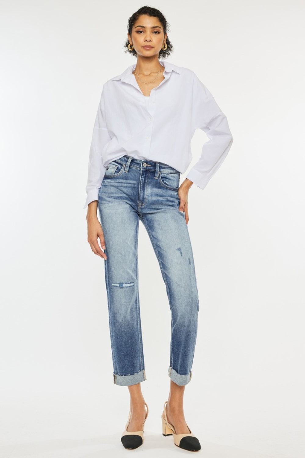 Kancan High Rise Cuffed Straight Jeans - The Daily Makeover