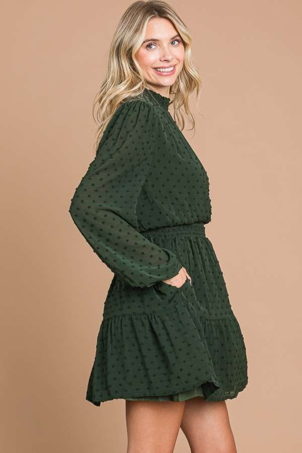 Culture Code Swiss Dot Smock Neck Mini Dress with Pockets - The Daily Makeover