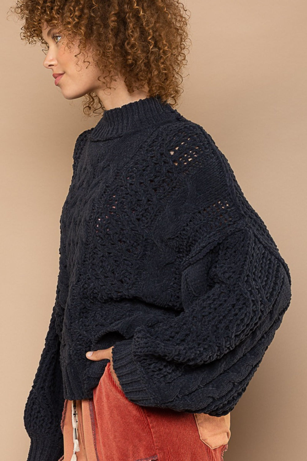 POL Mock Neck Cable Knit Sweater - The Daily Makeover