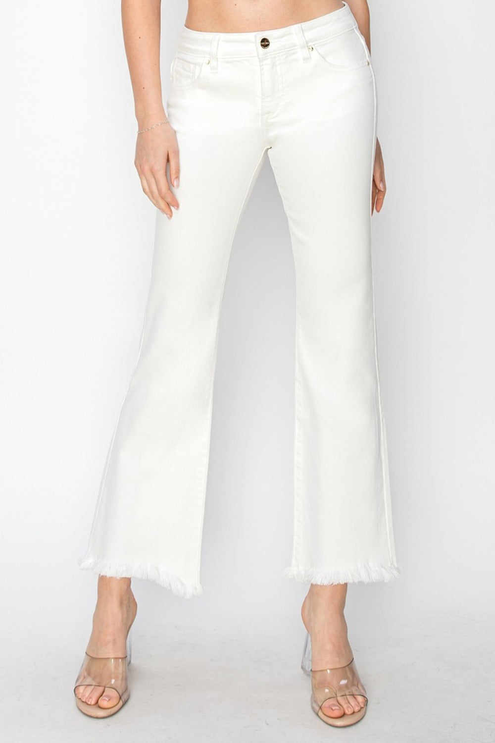 RISEN Full Size Tummy Control Crop Flare Step Hem Pants - The Daily Makeover