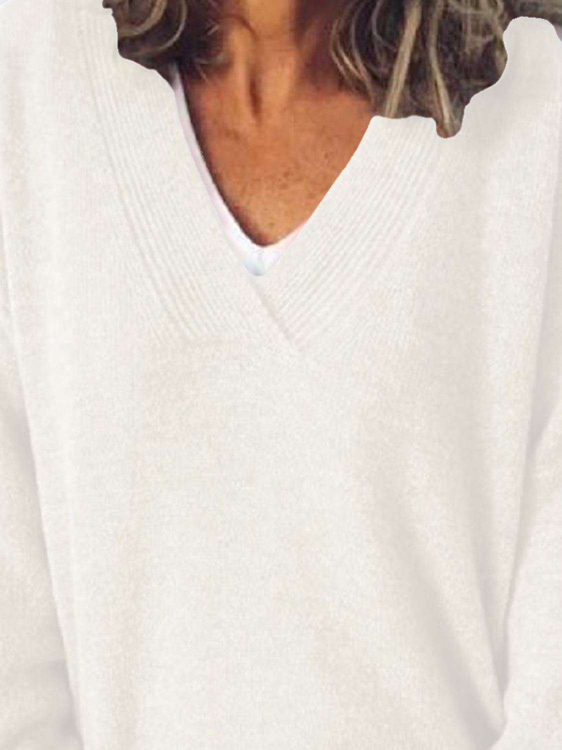 V-Neck Dropped Shoulder Sweater - The Daily Makeover
