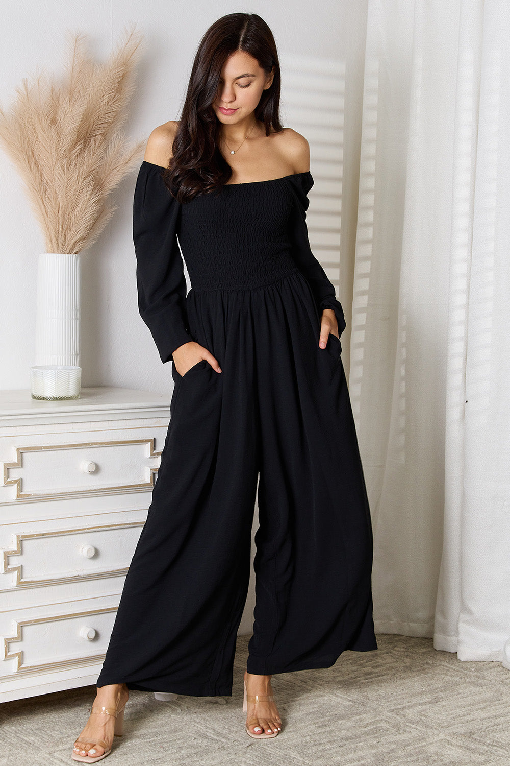 Double Take Square Neck Jumpsuit with Pockets - The Daily Makeover