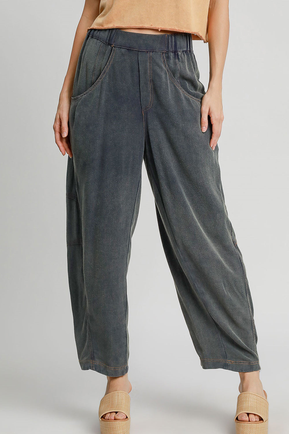 Umgee Elastic Waist Baggy Fit Pants with Pockets - The Daily Makeover