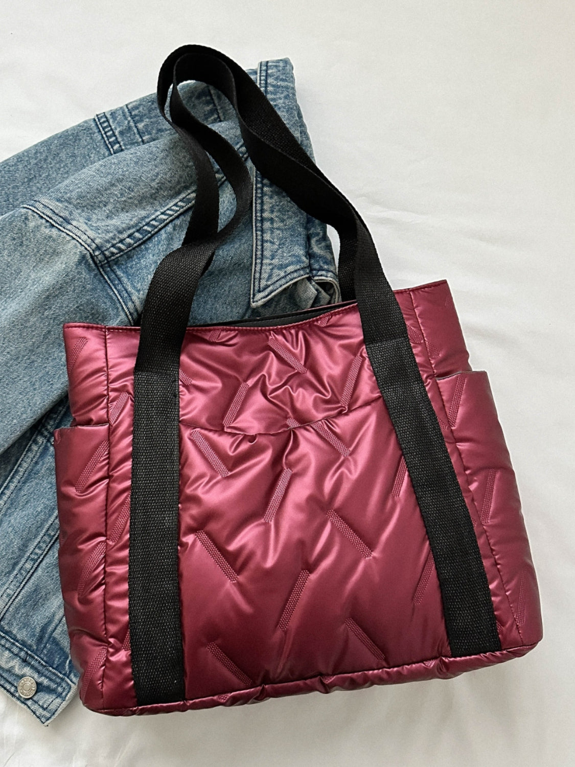 Solid Color Tote Bag with Side Pockets - The Daily Makeover