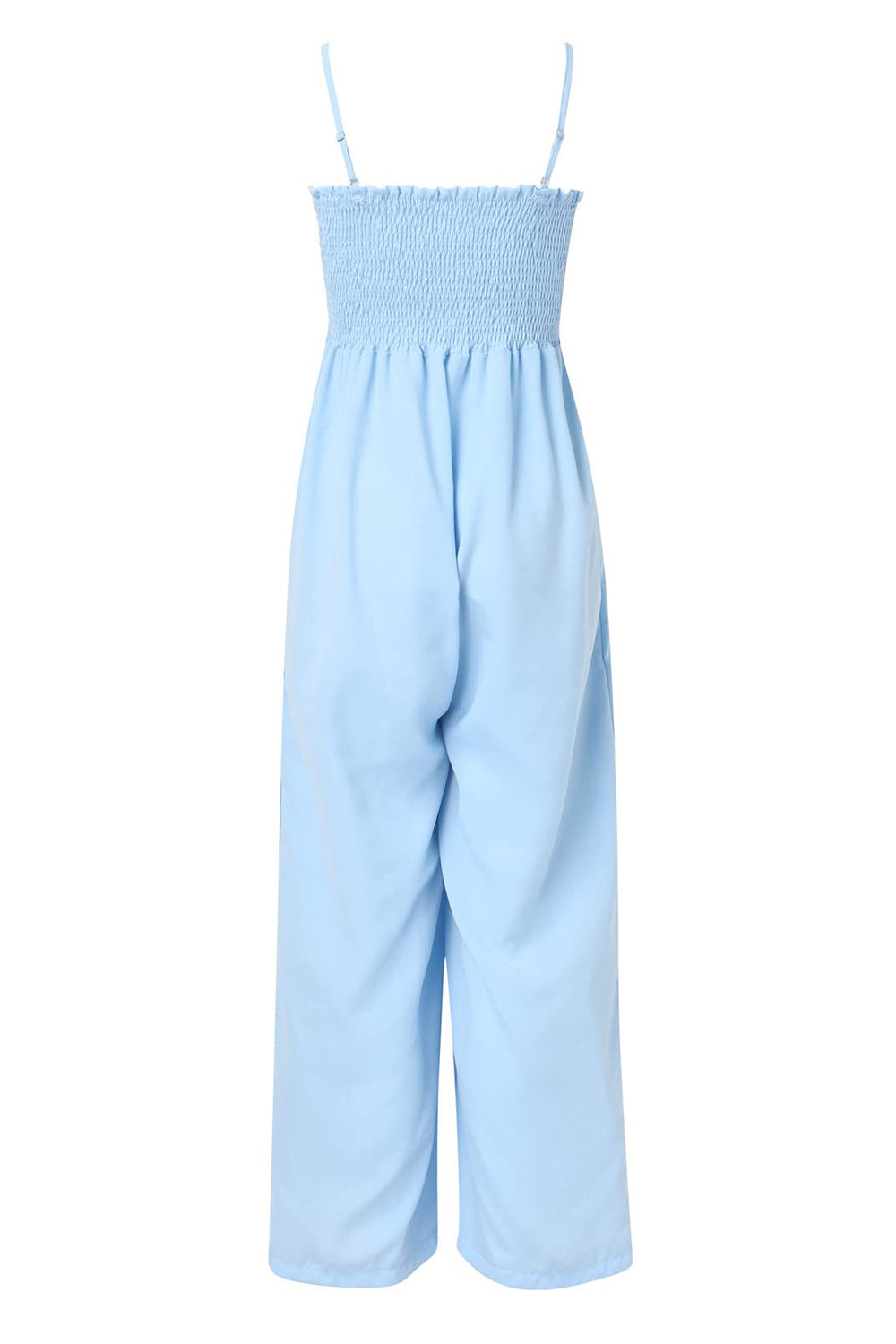 Smocked Spaghetti Strap Wide Leg Jumpsuit - The Daily Makeover