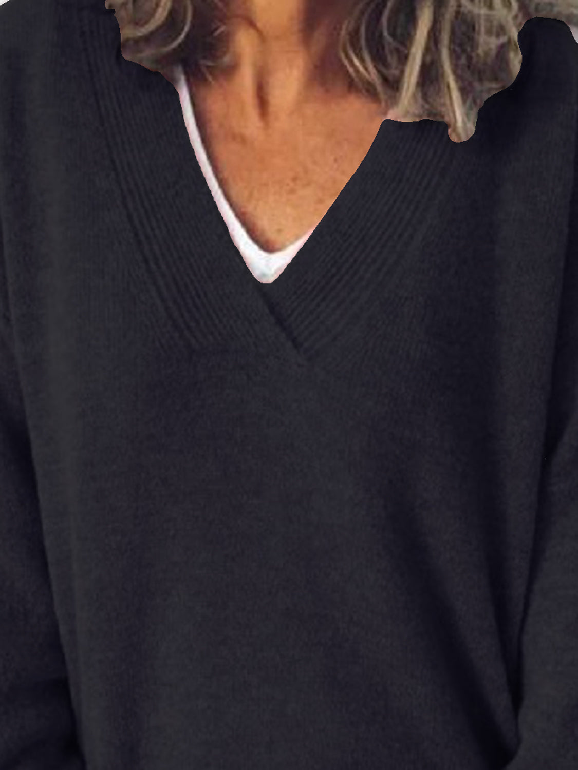 V-Neck Dropped Shoulder Sweater - The Daily Makeover