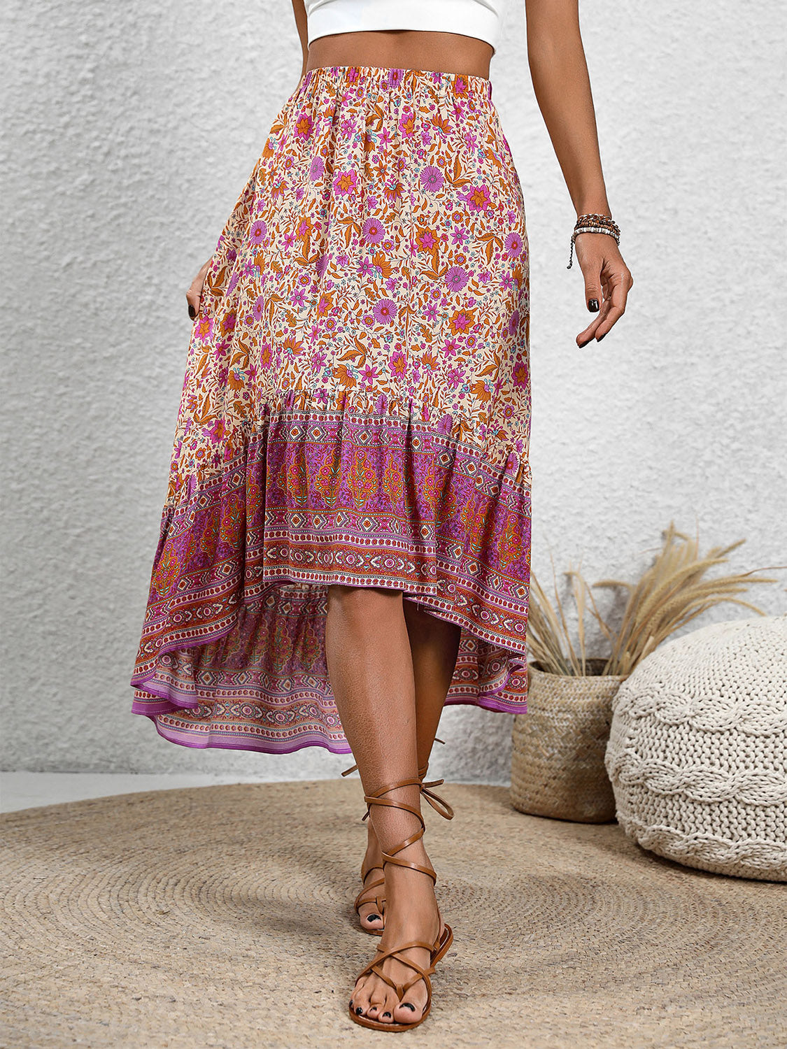 Perfee High-Low Elastic Waist Skirt - The Daily Makeover