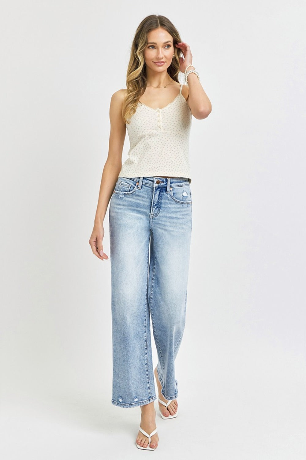 Full Size Tummy Control High Rise Crop Wide Leg Jeans - The Daily Makeover