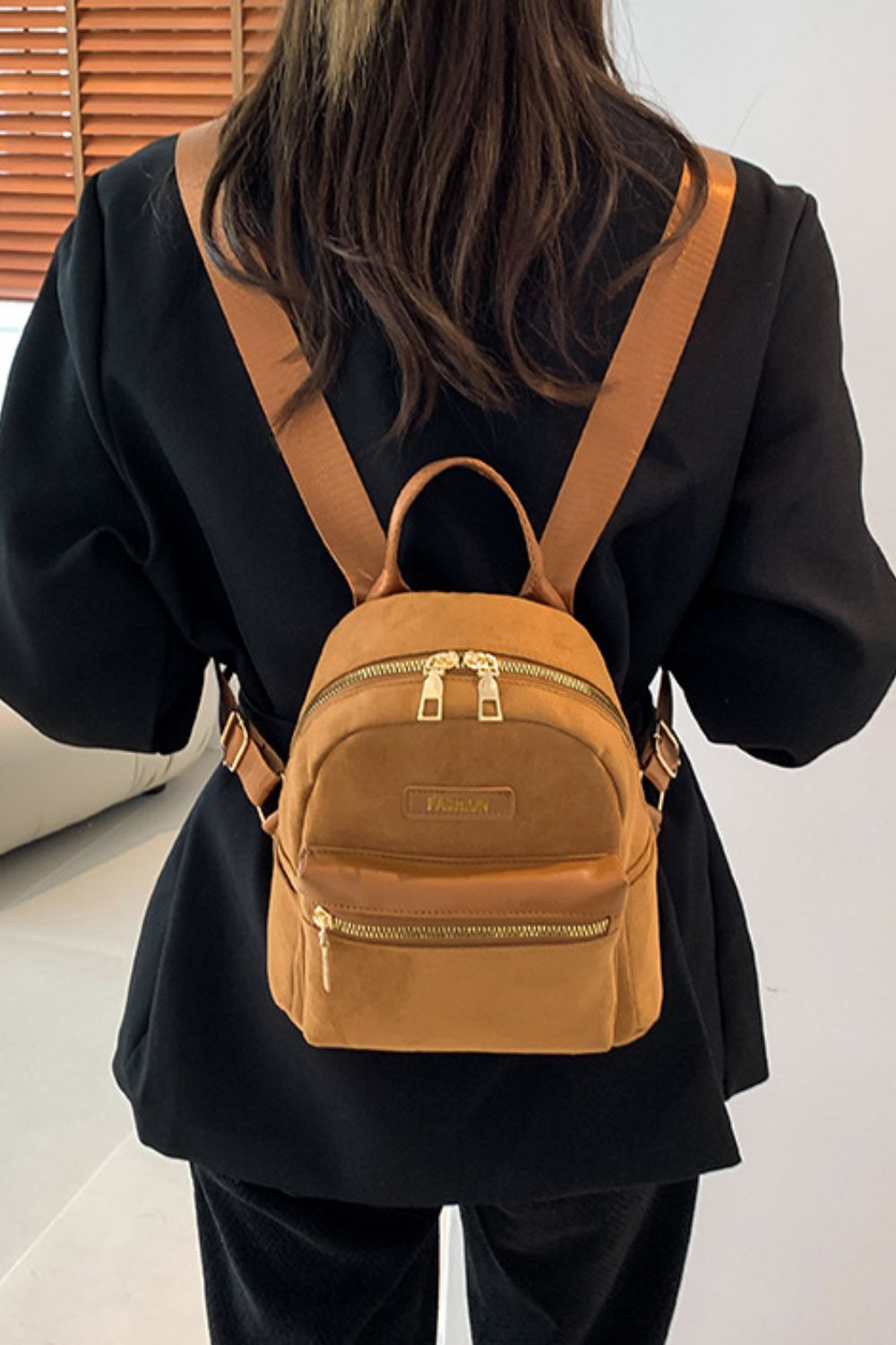 Suede Adjustable Strap Backpack Bag - The Daily Makeover