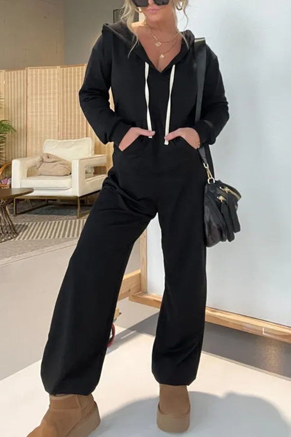 Full Size Drawstring Long Sleeve Jumpsuit - The Daily Makeover
