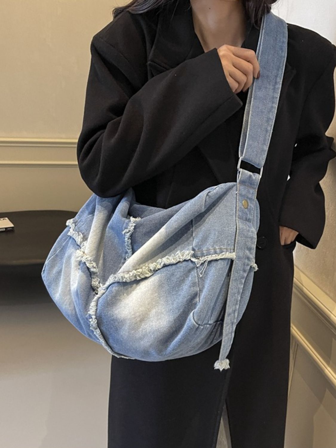 Raw Hem Gradient Crossbody Bag - The Daily Makeover