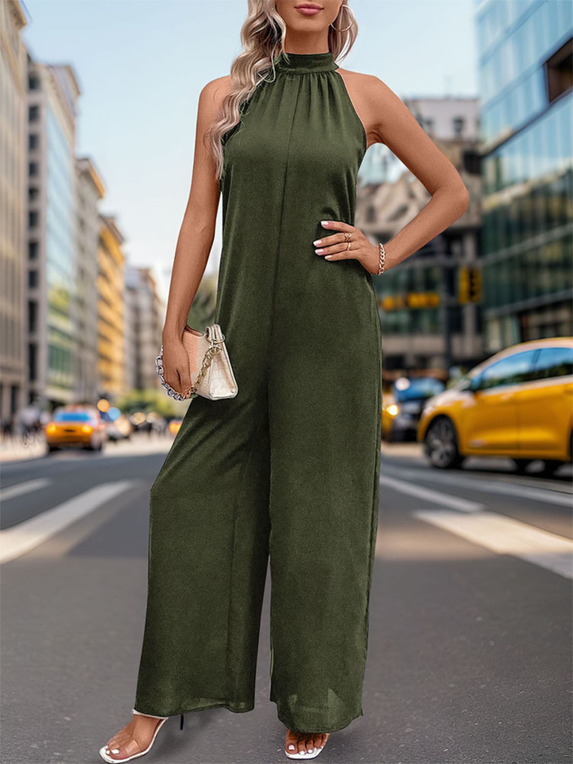 Perfee Tied Grecian Wide Leg Jumpsuit - The Daily Makeover
