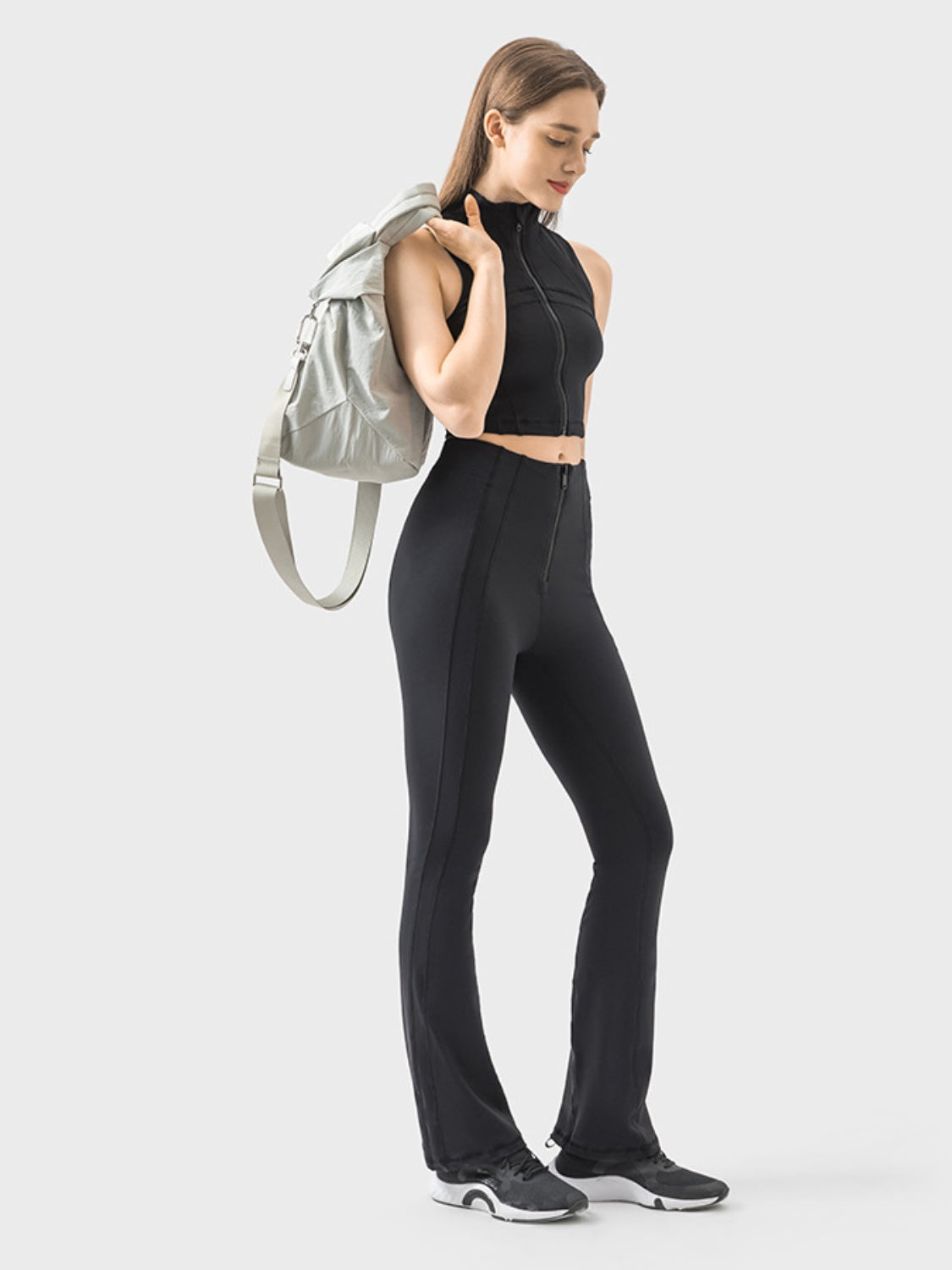 Millennia Zipper Detail High Waist Active Pants - The Daily Makeover