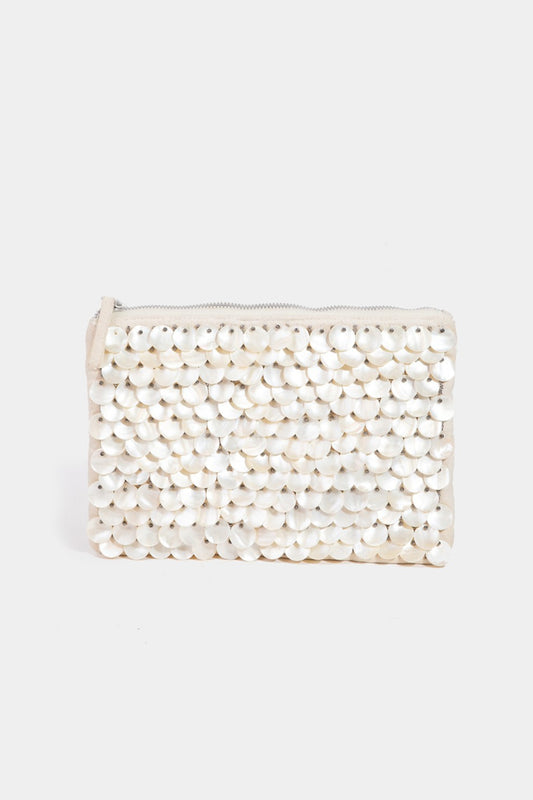 Fame Mother Of Pearl Disc Beaded Rectangle Bag - The Daily Makeover