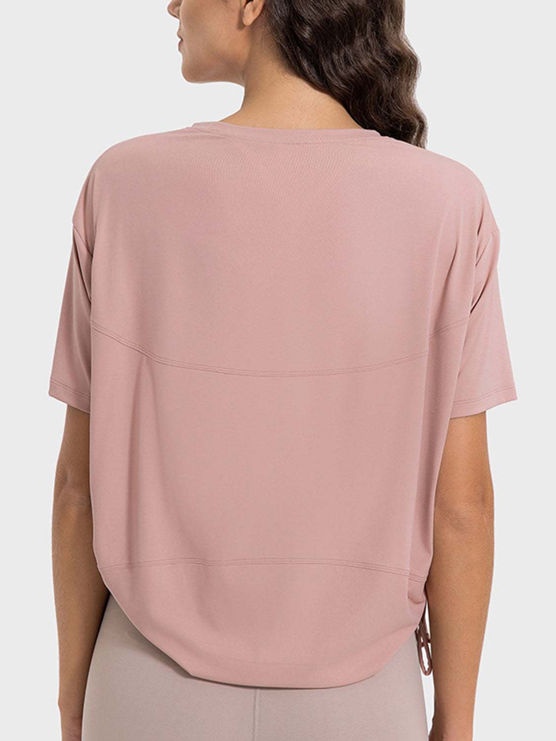 Drawstring Round Neck Short Sleeve Active T-Shirt - The Daily Makeover
