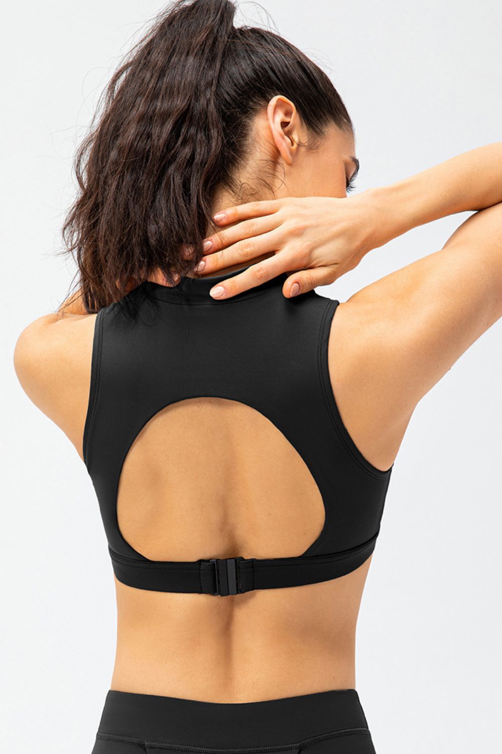 Full Size Cropped Cutout Back Zipper Front Active Tank Top - The Daily Makeover