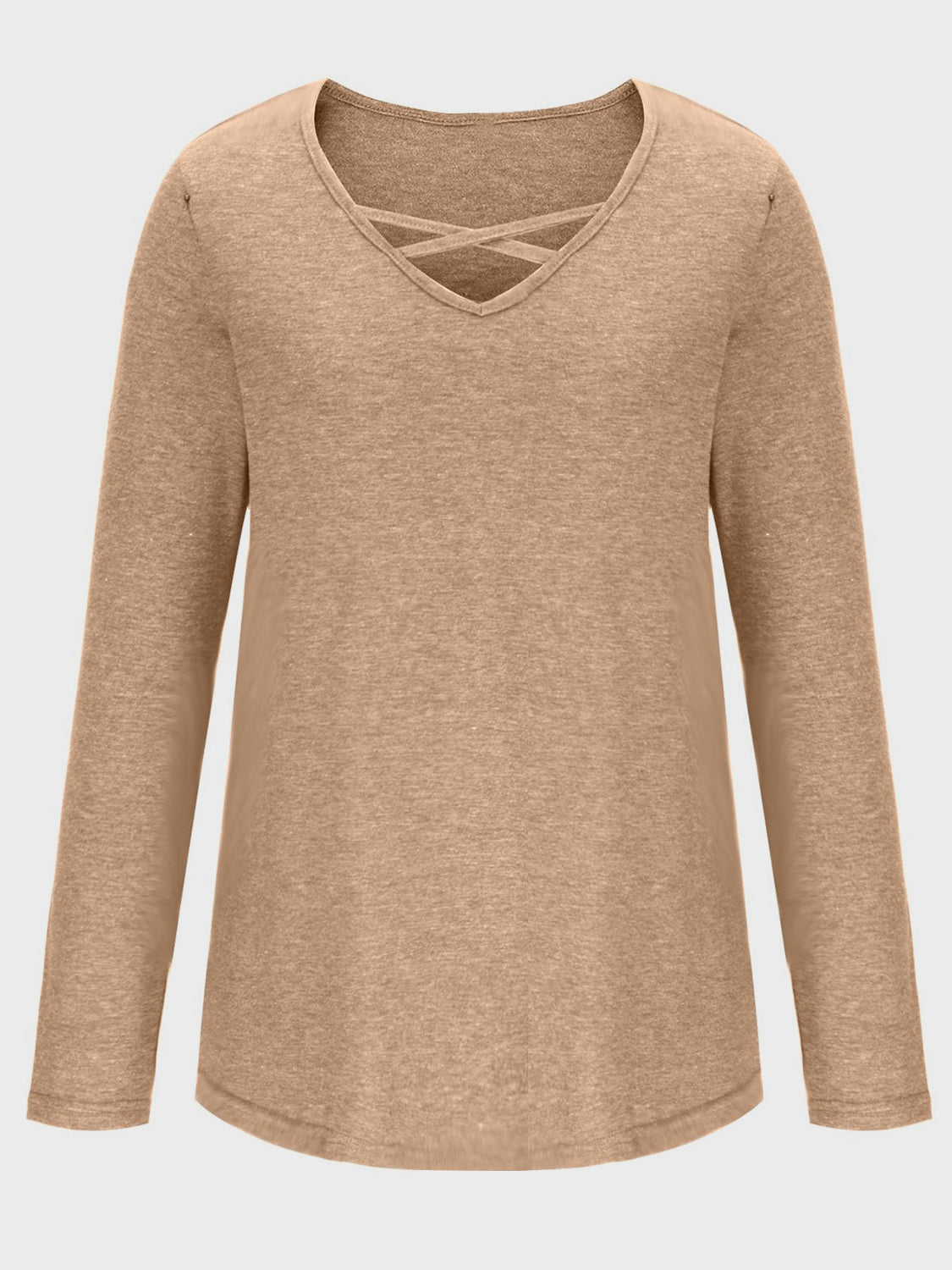 Crisscross V-Neck Long Sleeve T-Shirt - The Daily Makeover