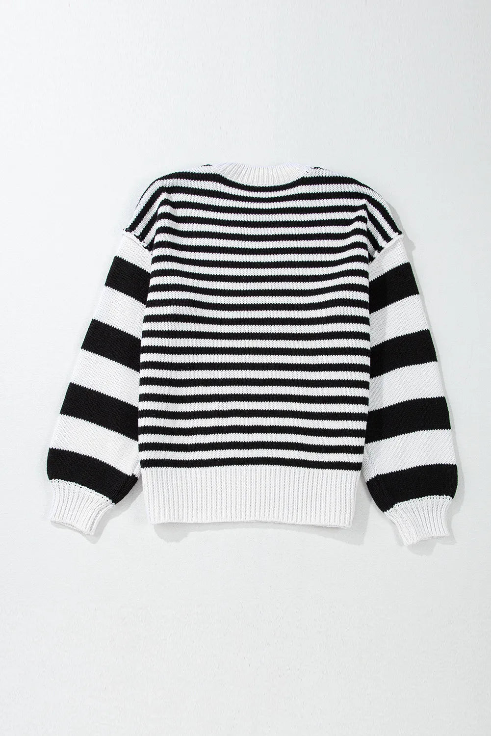 Striped Round Neck Long Sleeve Sweater - The Daily Makeover