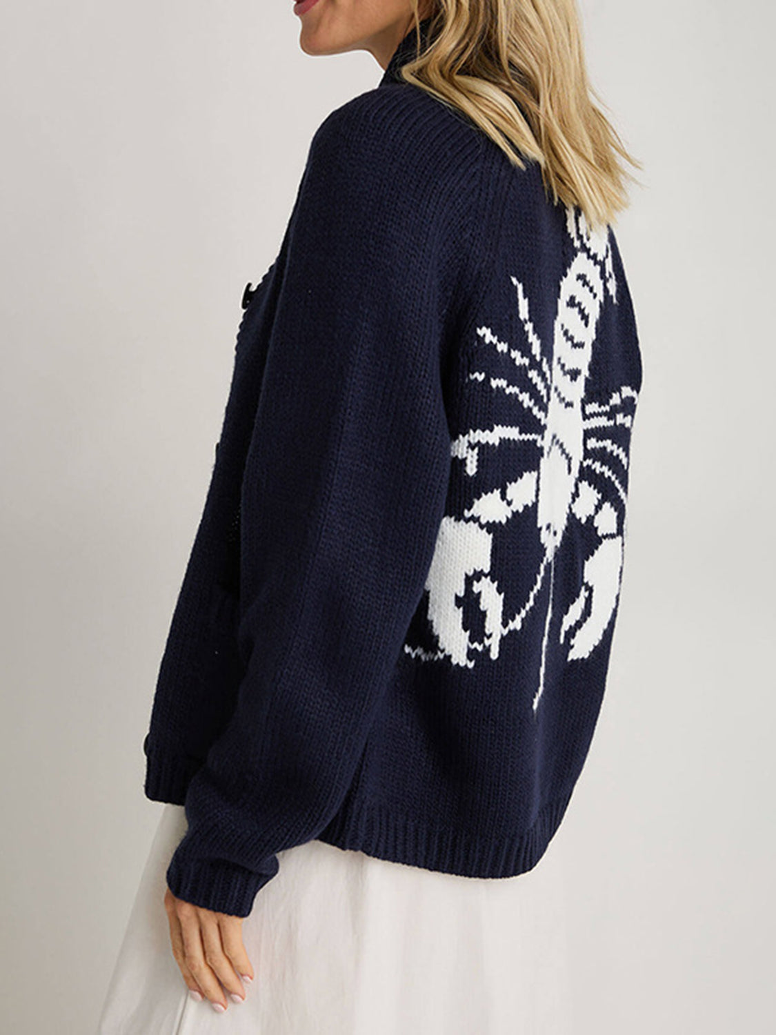 Lobster Button Up Long Sleeve Cardigan - The Daily Makeover