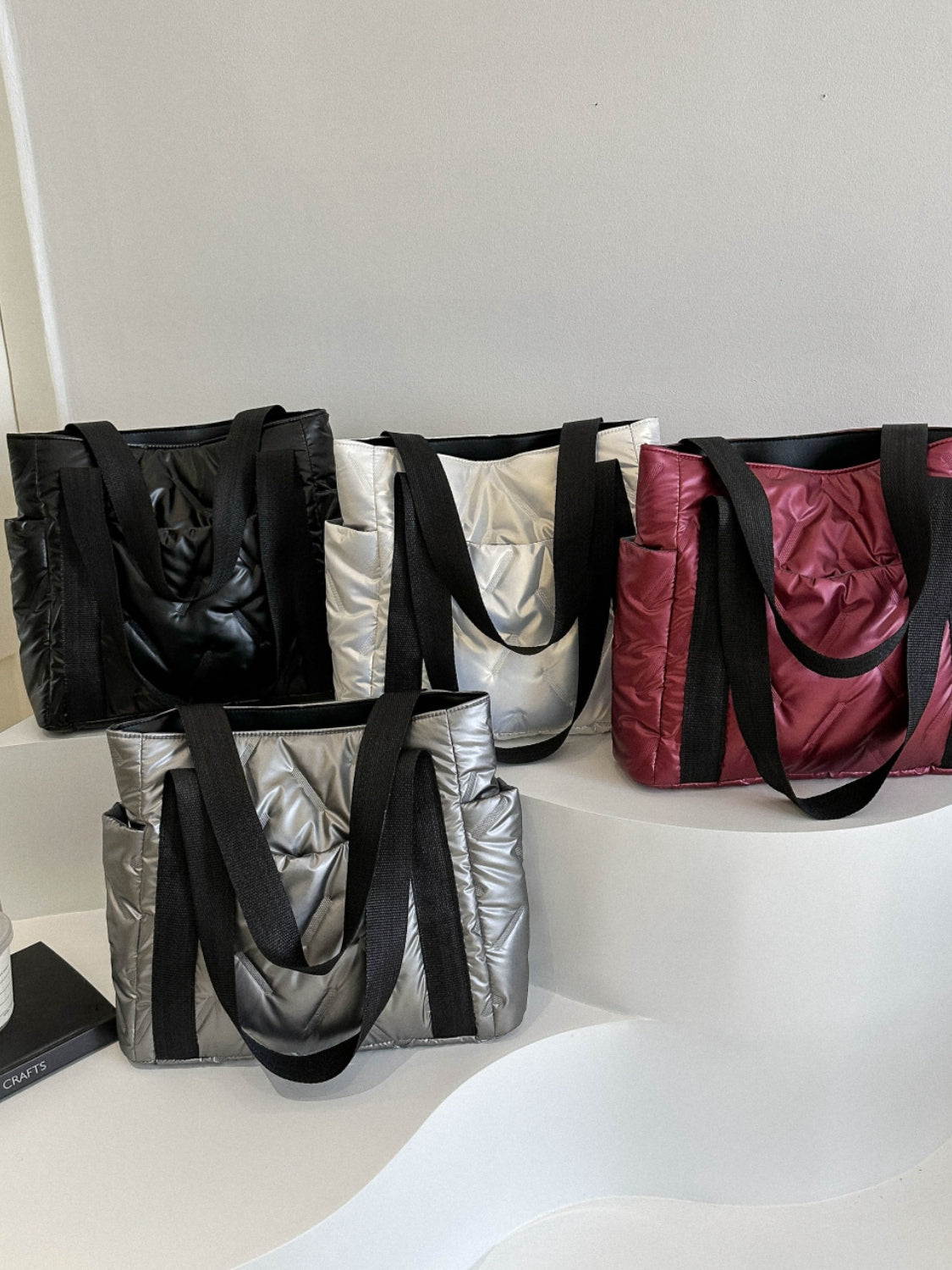 Solid Color Tote Bag with Side Pockets - The Daily Makeover