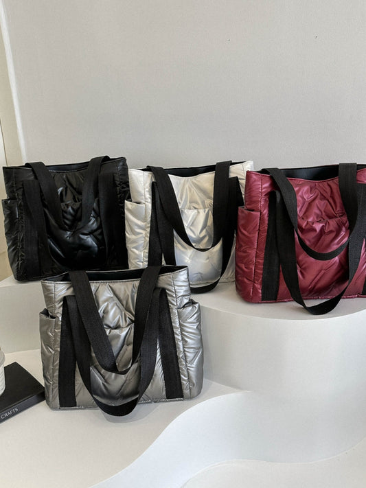 Solid Color Tote Bag with Side Pockets - The Daily Makeover