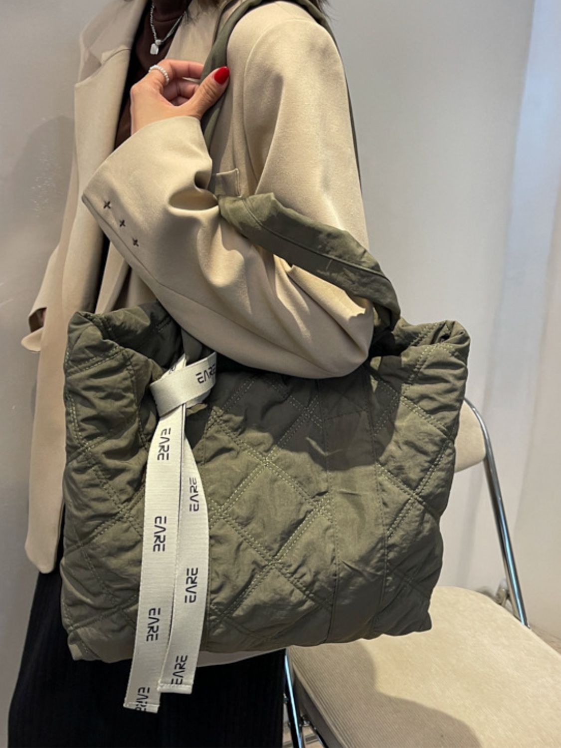 Quilted Nylon Large Tote Bag - The Daily Makeover