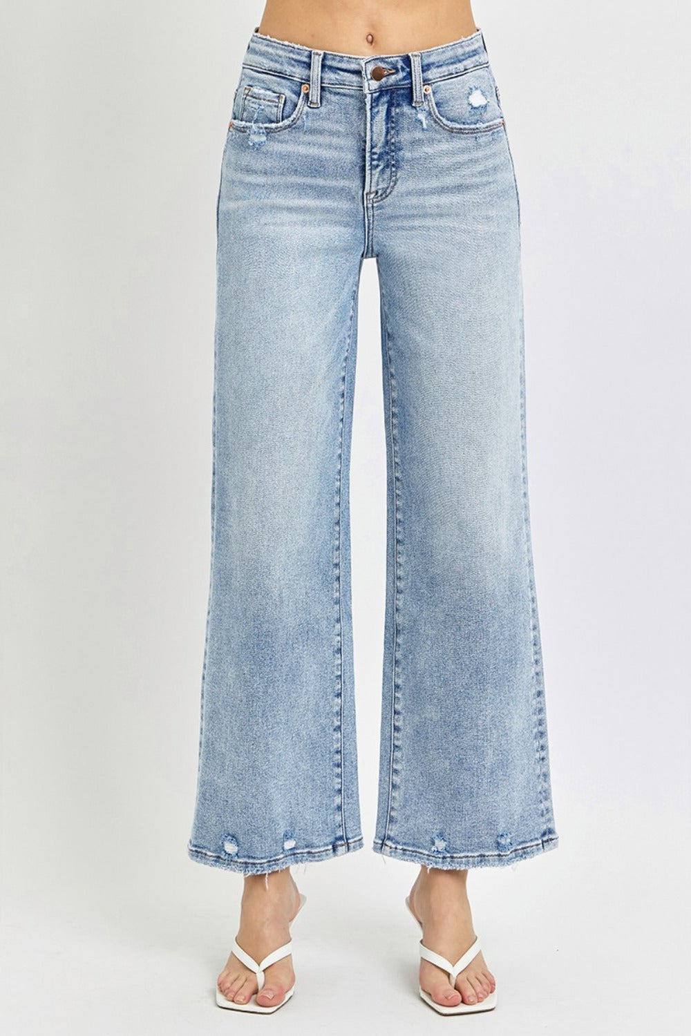 Full Size Tummy Control High Rise Crop Wide Leg Jeans - The Daily Makeover