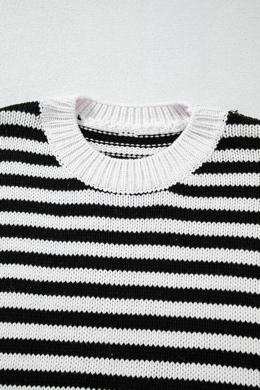 Striped Round Neck Long Sleeve Sweater - The Daily Makeover