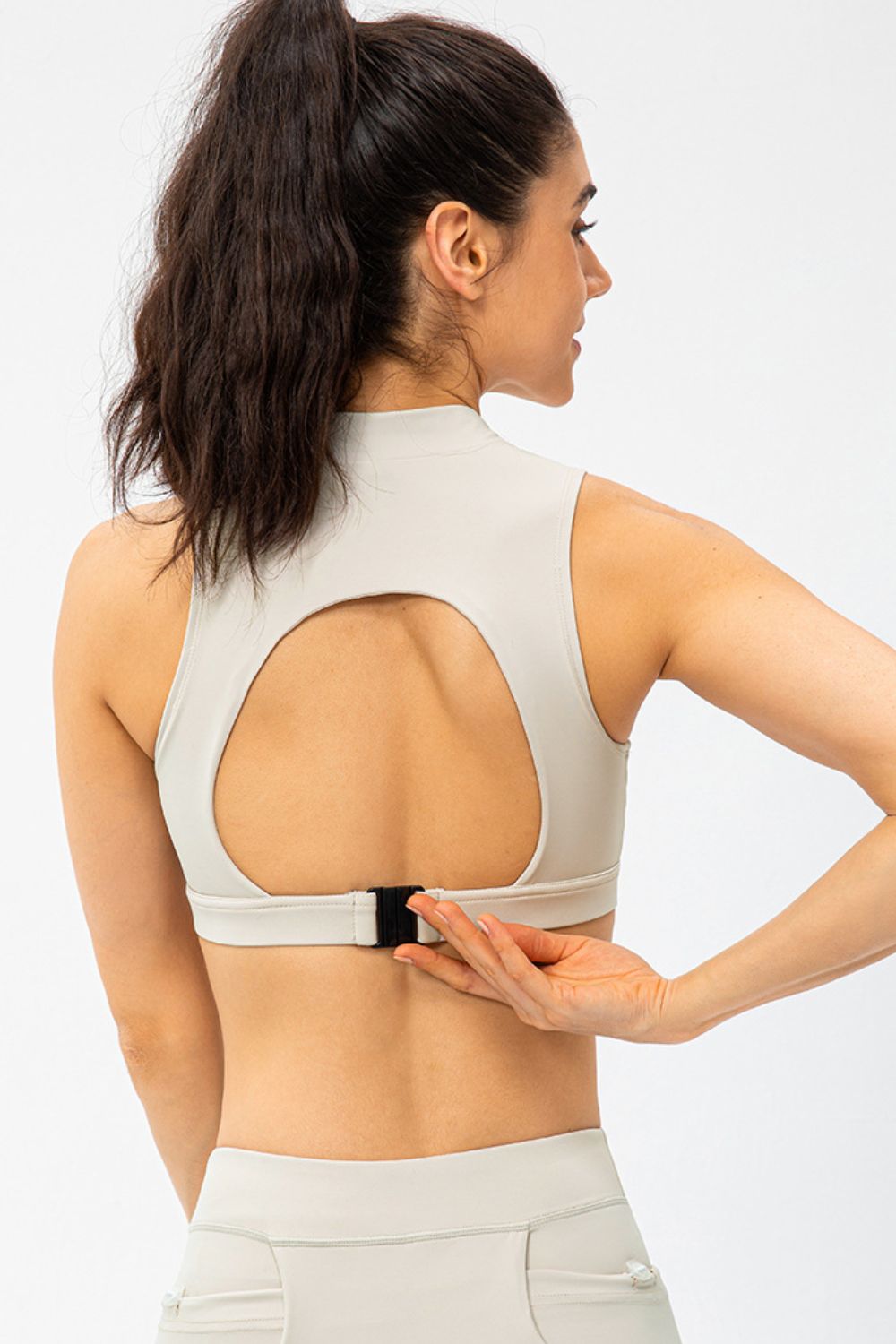 Full Size Cropped Cutout Back Zipper Front Active Tank Top - The Daily Makeover