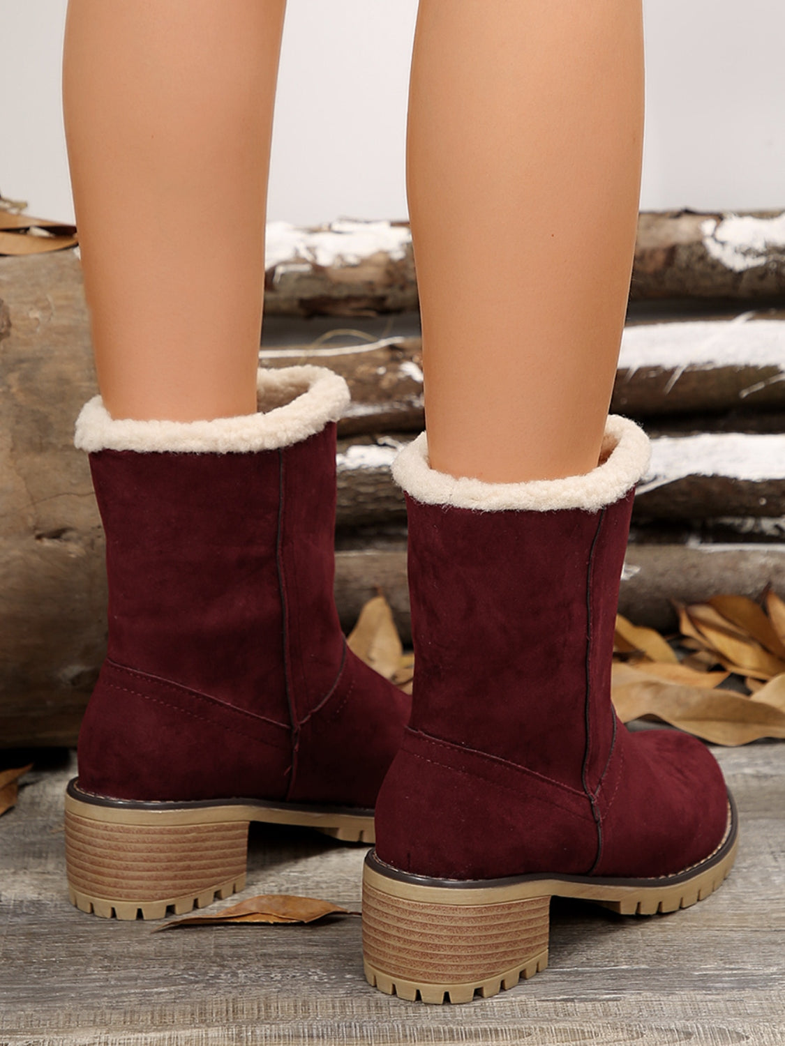 Thermal Fuzzy Block Heel Boots - The Daily Makeover