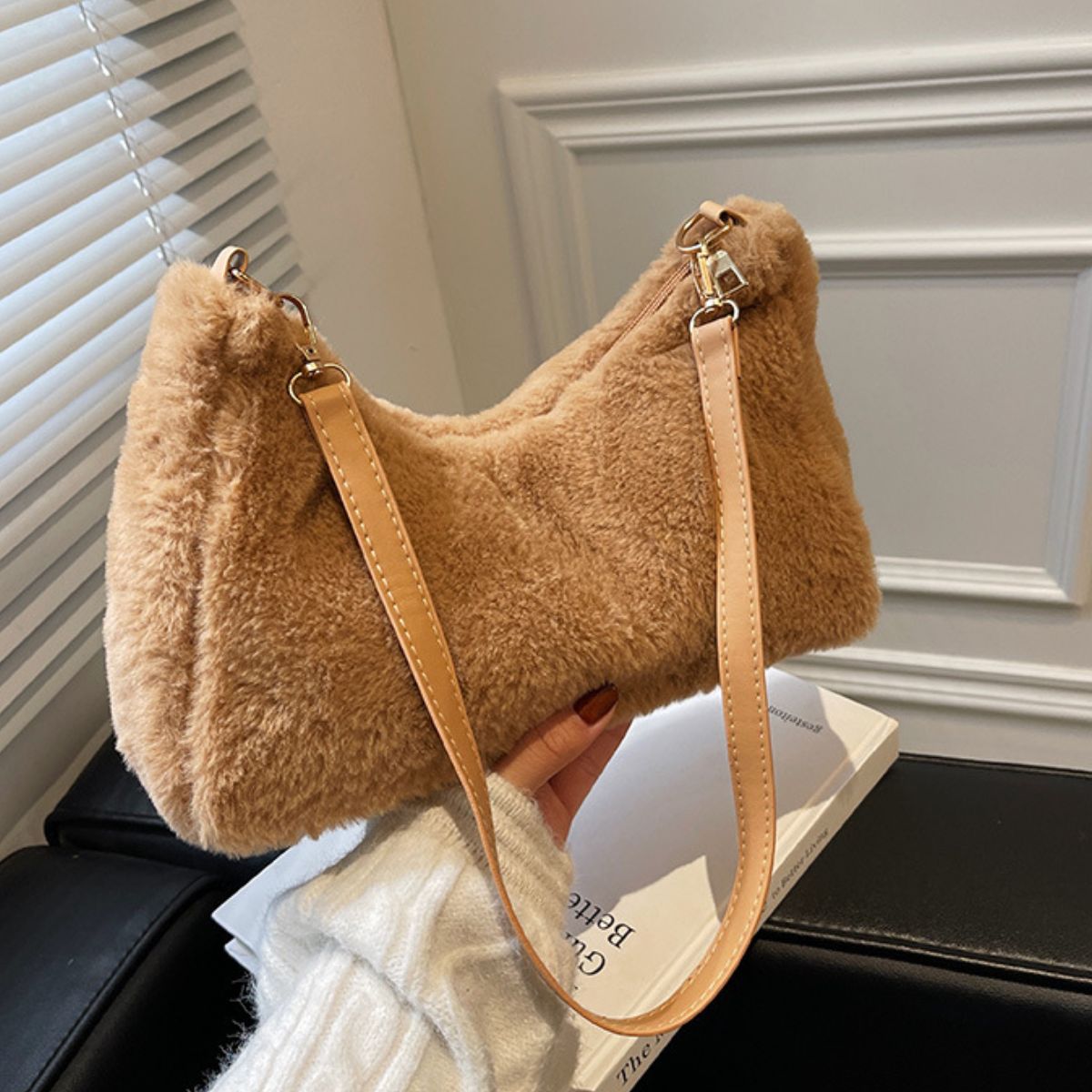 Faux Fur Removable Strap Shoulder Bag - The Daily Makeover