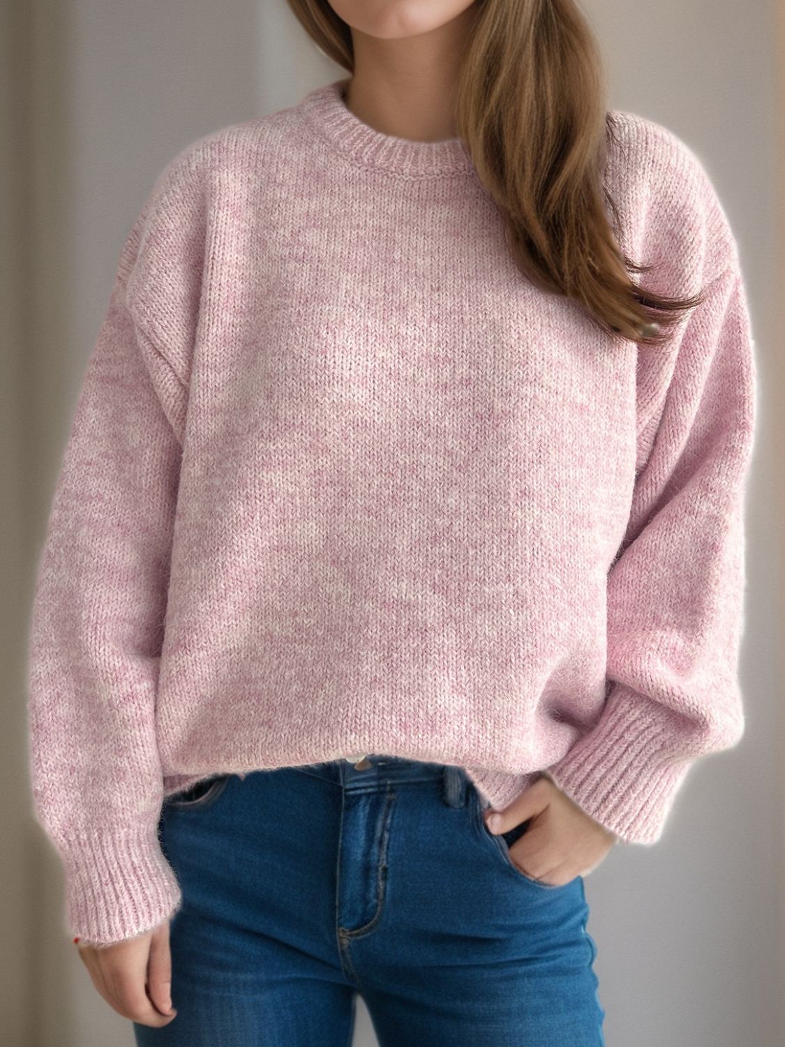 Round Neck Long Sleeve Sweater - The Daily Makeover