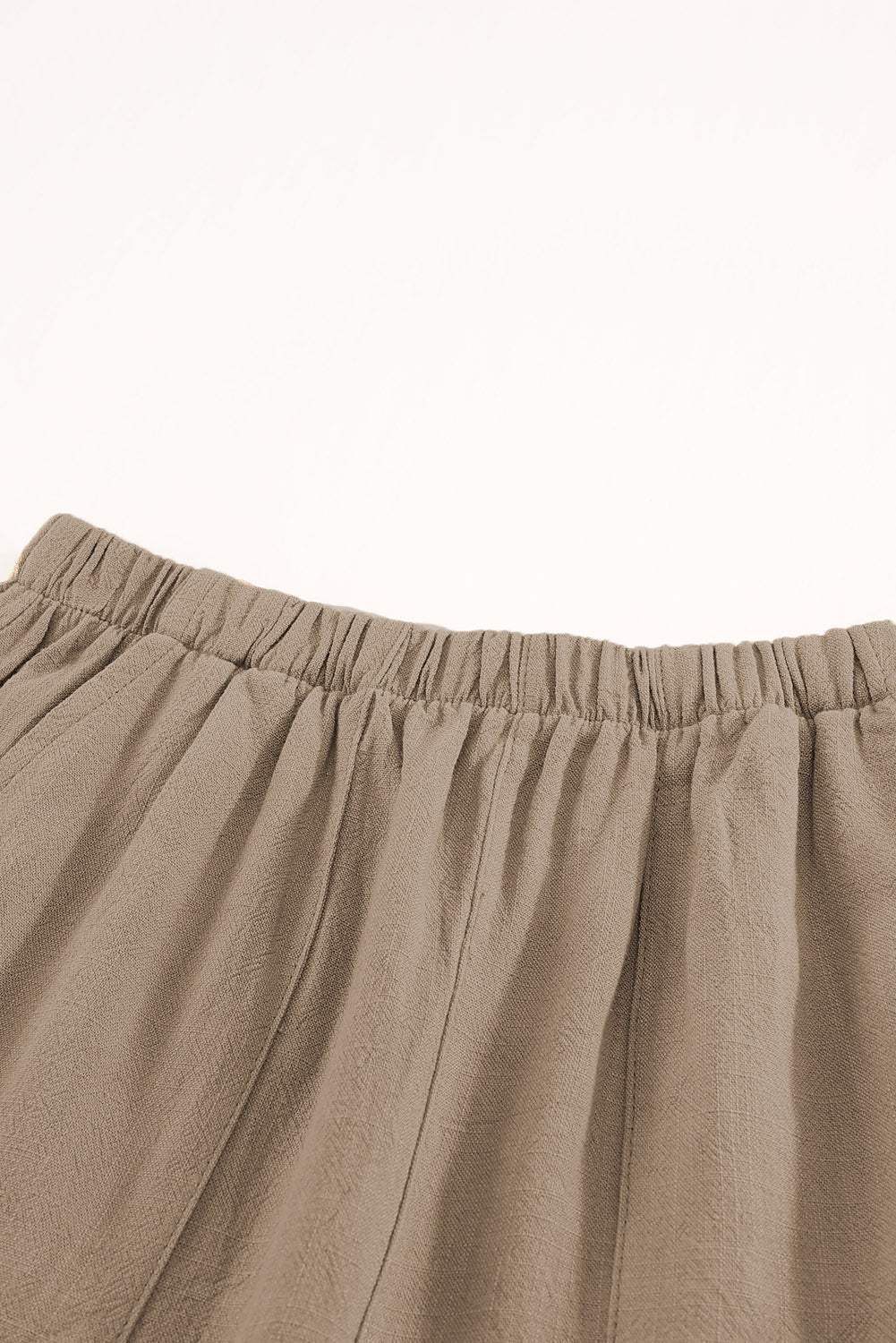 Khaki Casual Pocketed Ruffle High Waist Shorts - The Daily Makeover