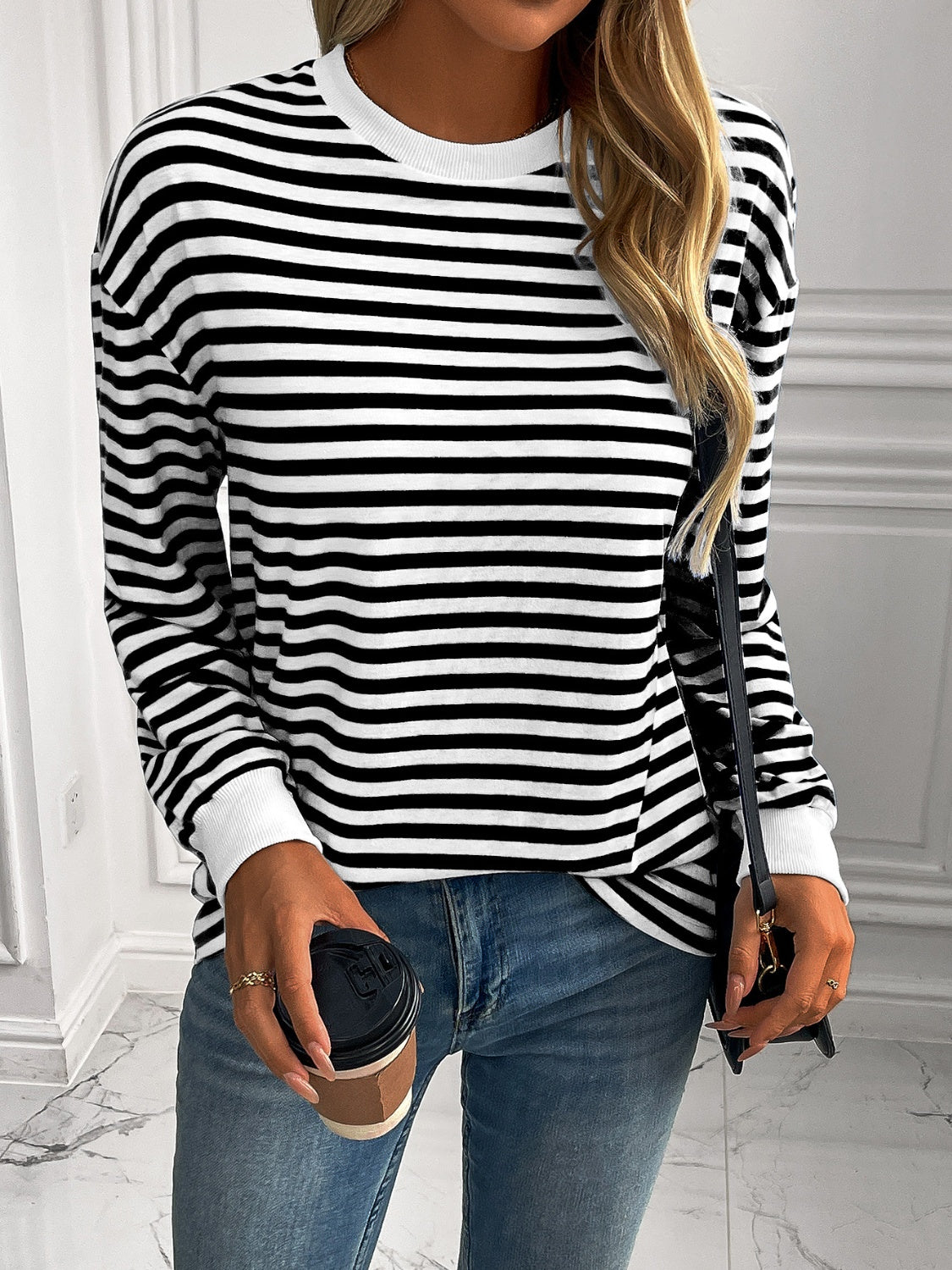 Ivy Lane Striped Round Neck Long Sleeve Sweatshirt - The Daily Makeover