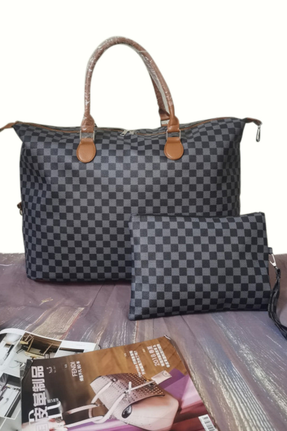 Checkered Two-Piece Bag Set - The Daily Makeover