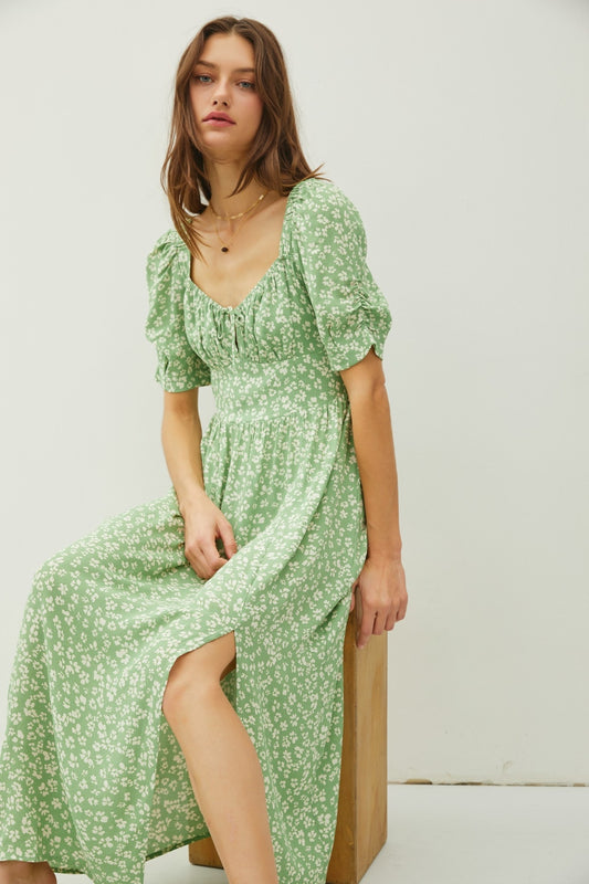 Be Cool Floral Smocked Back Slit Dress - The Daily Makeover