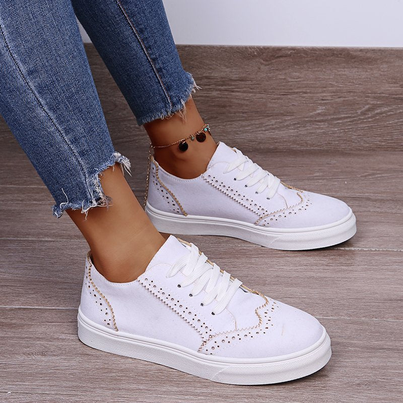 Lace-Up Suedette Flat Sneakers - The Daily Makeover