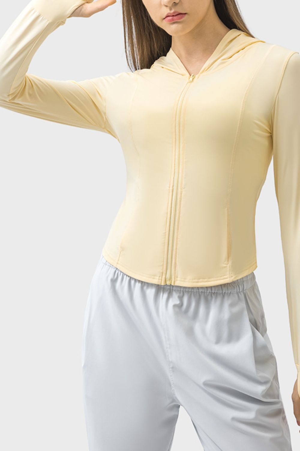 Pocketed Zip Up Hooded Long Sleeve Active Outerwear - The Daily Makeover