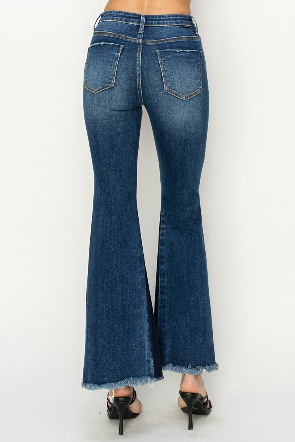 Full Size High Rise Side Shadow Seam Detail Slit Flare Jeans - The Daily Makeover