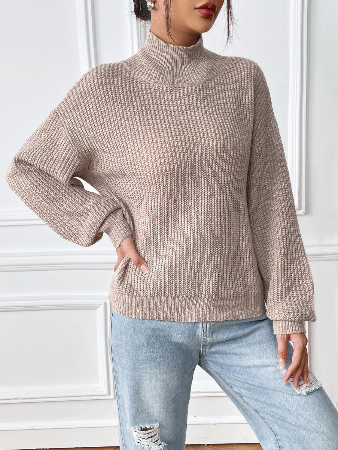 Turtleneck Long Sleeve Sweater - The Daily Makeover
