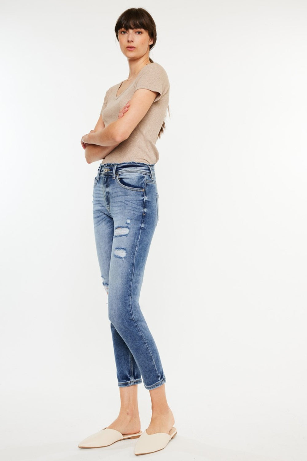 Kancan High Rise Distressed Mom Jeans - The Daily Makeover