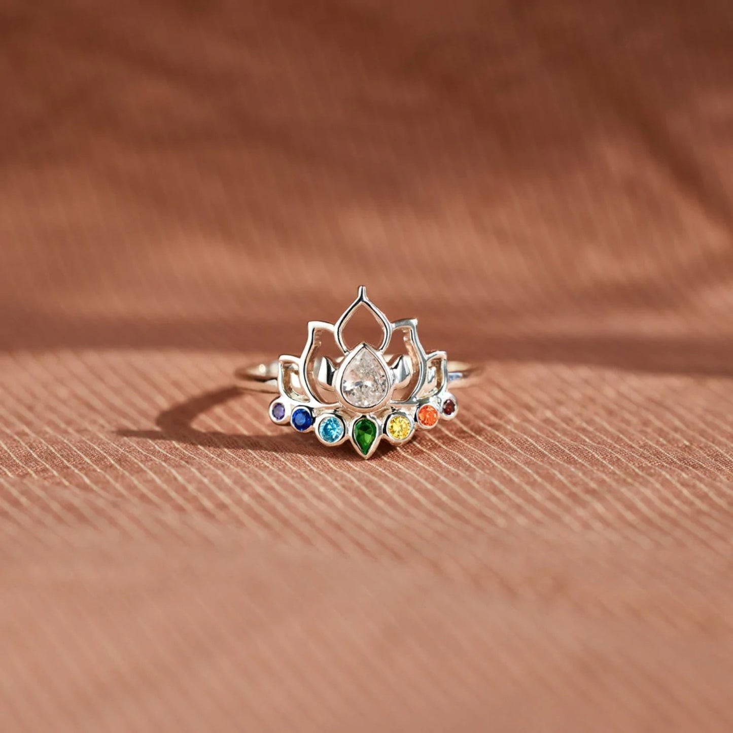 925 Sterling Silver Inlaid Zircon Lotus Shape Ring - The Daily Makeover