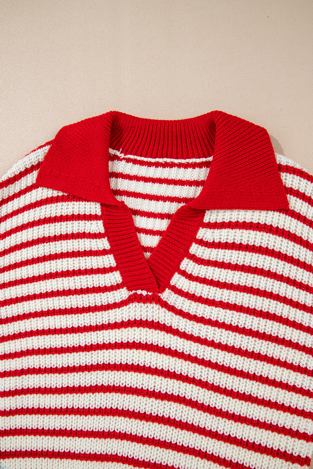Striped Johnny Collar Long Sleeve Sweater - The Daily Makeover