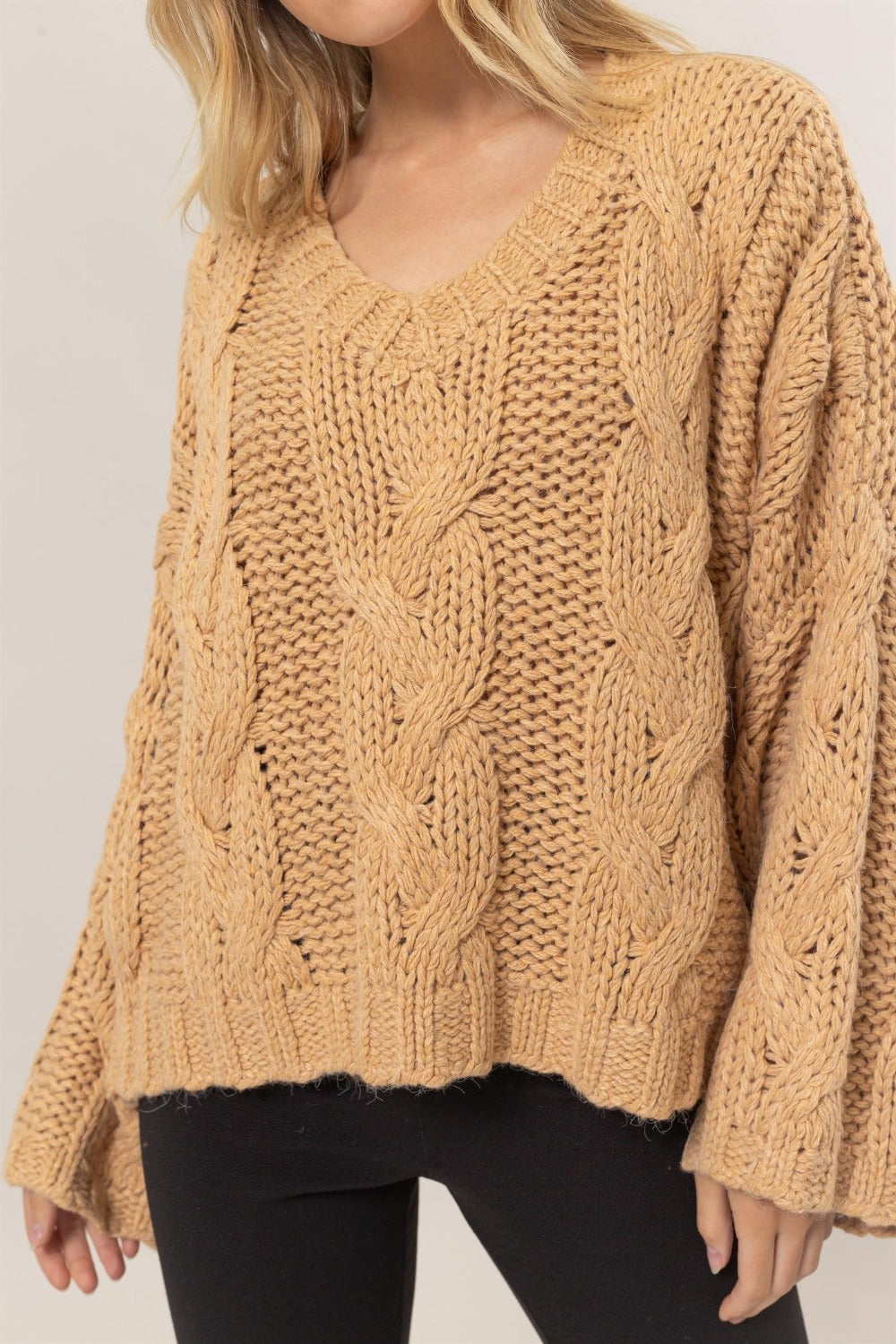 HYFVE Cable Knit V-Neck Sweater - The Daily Makeover