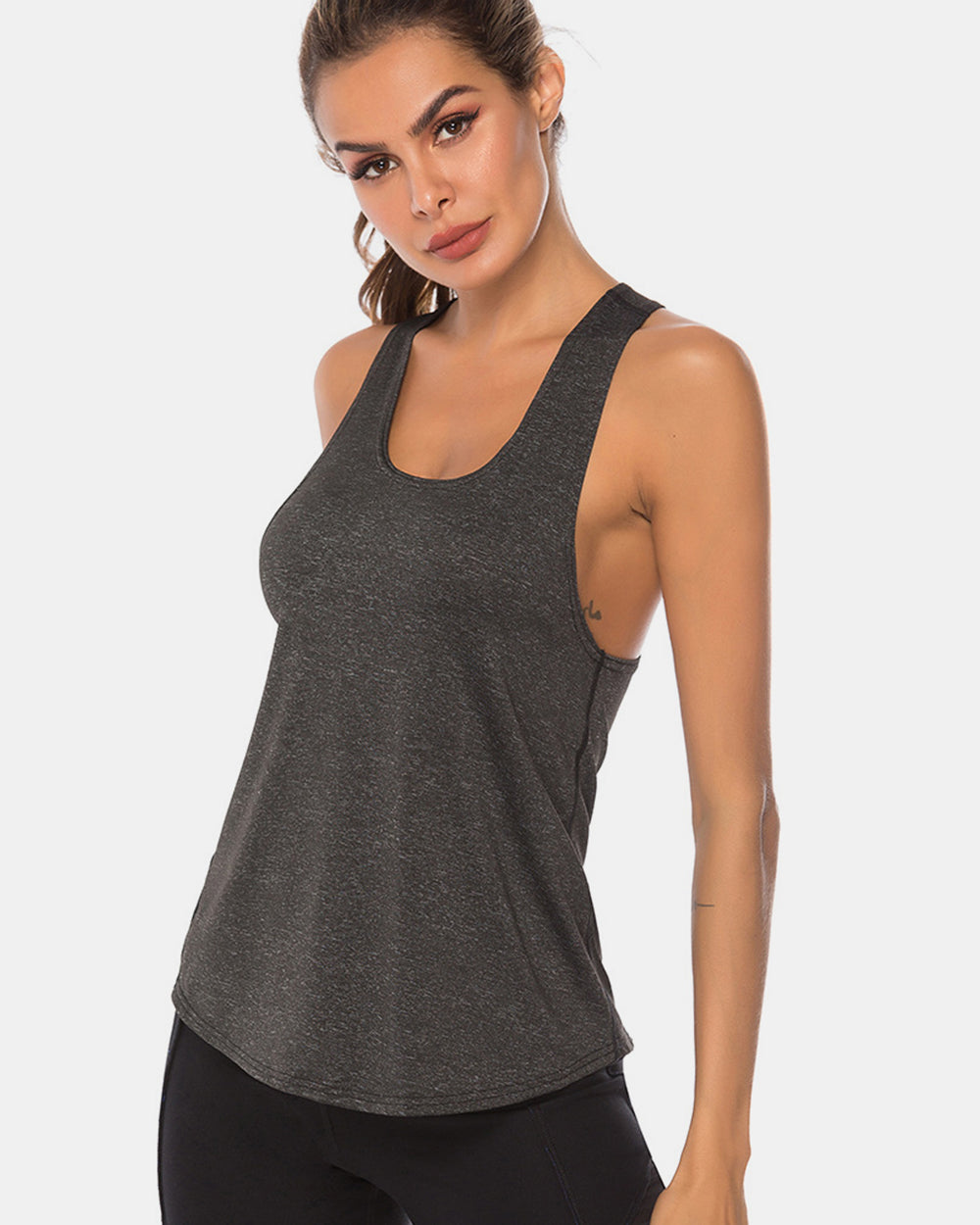 Full Size Scoop Neck Wide Strap Active Tank - The Daily Makeover