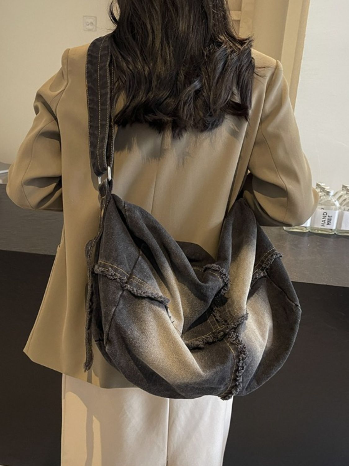 Raw Hem Gradient Crossbody Bag - The Daily Makeover