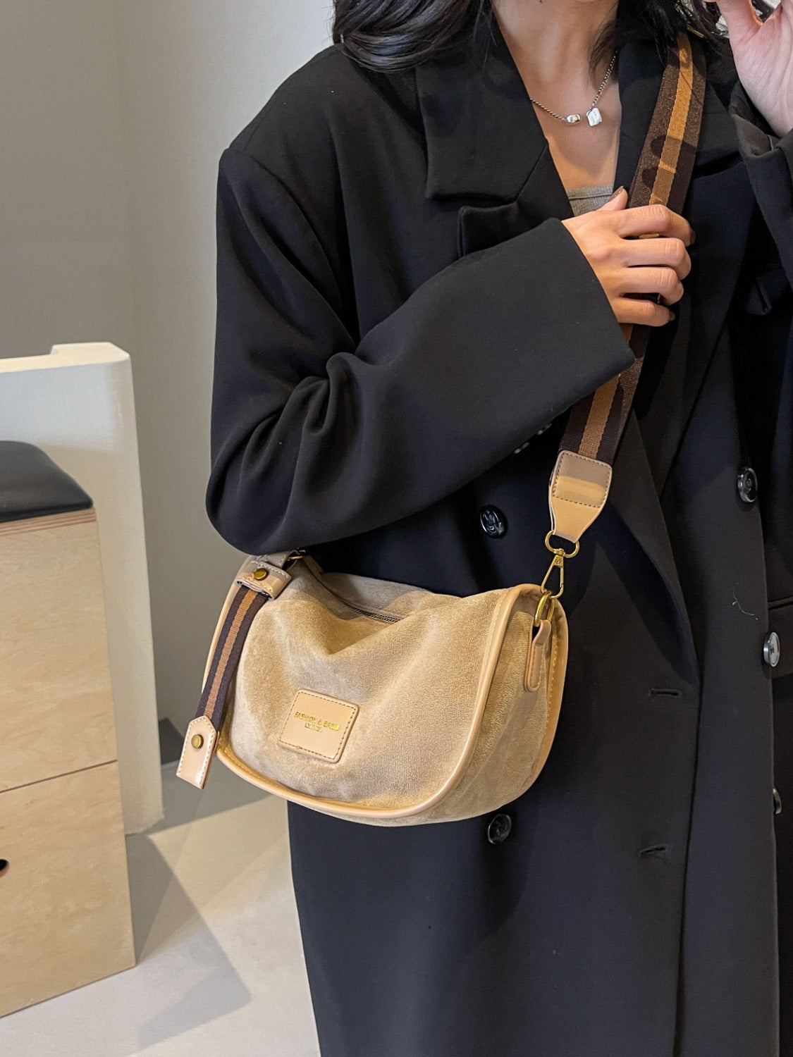 Suede Adjustable Strap Shoulder Bag - The Daily Makeover