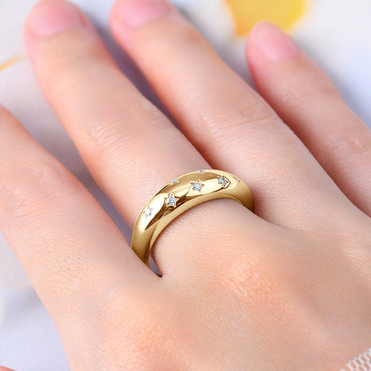 925 Sterling Silver Inlaid Moissanite Star Ring - The Daily Makeover