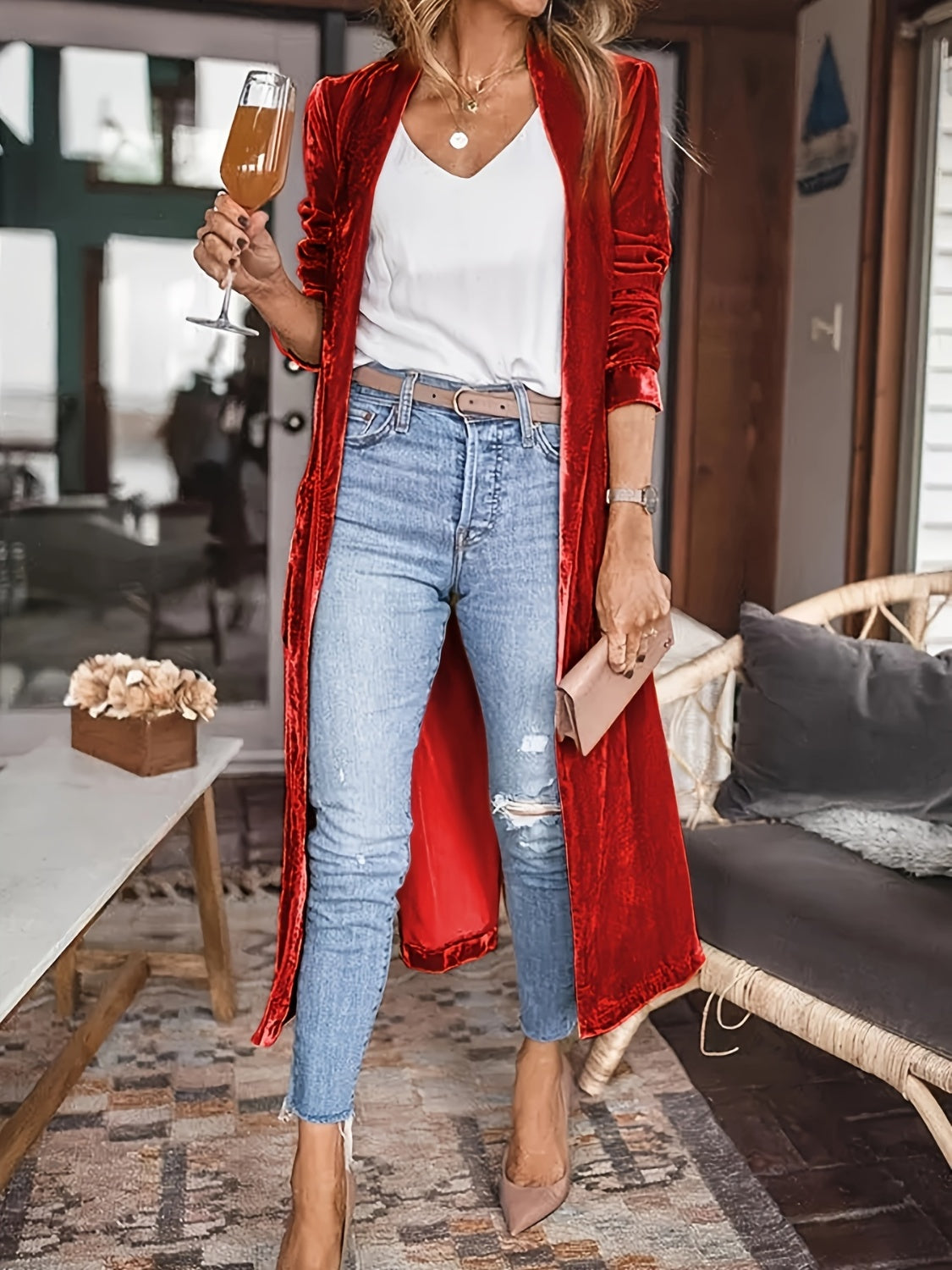 Open Front Long Sleeve Coat - The Daily Makeover